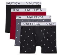 Nautica Men's 4 Pack Micro Boxer Briefs, Black Red/Sail-Lead White/Sail-Black White