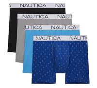 Nautica Men's 4 Pack Micro Boxer Brief, Black/Sharkfin Grey/Hawaii Ocean/Micro Anchor-sea Cobalt, L