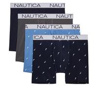 Nautica mens 4 Pack Micro Boxer Briefs, Peacoat/Lead/Sail-aero Blue White/Sail-peacoat White, M