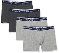 Nautica Men's 4 Pack Stretch Boxer Briefs, 2 Charcoal Heather/2 Light Grey Heather, S