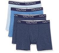 Nautica Men's 4 Pack Stretch Boxer Briefs, 2 Peacoat Heather/Dutch Heather/Sea Mist Heather, L