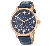 Nautica Men's Analog Quartz Watch with Leather Strap NAD15523G