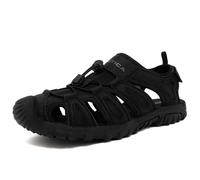 Nautica Mens Athletic Closed Toe Trail Walking Water Shoes Outdoor Summer Adjustable Elastic Bungee Strap Fisherman Sandals, Black-broch, 9