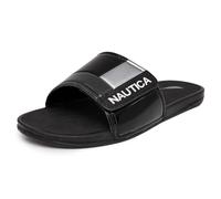 Nautica Men's Athletic Slide, Adjustable Straps Comfort Sandal Bower-Black/Silver-8