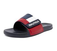 Nautica Men's Athletic Slide, Adjustable Straps Comfort Sandal-(Wide/Medium Width), Bower 2-navy/White/Red, 7 UK