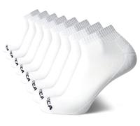 Nautica Men's Athletic Sports Socks - Cushioned Quarter Cut Ankle Socks (8 Pack), Size Shoe size: 6-12.5, White