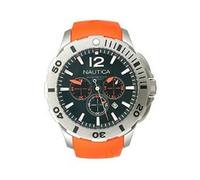 Nautica Men's BFD 101 Dive Style Chrono N16567G Orange Resin Quartz Watch with Black Dial
