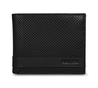 Nautica Men's Bifold Leather Wallet | RFID Blocking | ID Window | Card Slots | Organization | Durable | Stylish, Perforated - Black, One Size, Bifold Leather Wallet | RFID Blocking | Id Window | Card