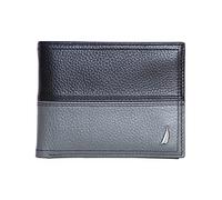 Nautica Men's Bifold Leather Wallet, Two Tone-Black/Grey, Taglia unica