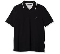 Nautica Men's Big and Tall Classic Fit Short Sleeve Solid Tipped Collar Soft Polo Shirt, True Black, 4X