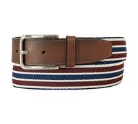 Nautica Men's Bold Fashion and Dress Leather Belt with Metal Buckle, Stretch Webbing-Navy/Red, XL