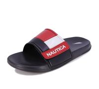 Nautica Men's Bower 2 Athletic Slide, Adjustable Straps Comfort Sandal-Black/White/Red-9