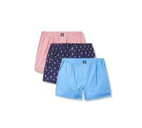 Nautica Men's Classic Cotton 3-Pack Woven Boxer Shorts, Aero Blue/Gingham-Rose Coral/Lobster Print, M