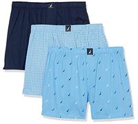 Nautica Men's Classic Cotton 3-Pack Woven Boxer Shorts, Peacoat/Anchor Print Aero/Multi Sails Aero, M (Pack of 3)