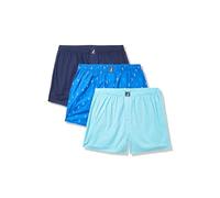 Nautica Men's Classic Cotton 3-Pack Woven Boxer Shorts, Peacoat/Houndstooth-Scuba Blue/Anchor Print, M