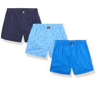 Nautica Men's Classic Cotton 3-Pack Woven Boxers, Peacoat/Sail Sea Cobalt/Sail Aero Blue, L