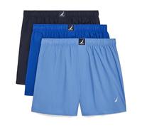 Nautica Men's Classic Cotton 3-Pack Woven Boxers, Peacoat/Sea Cobalt/Aero Blue White J Class Logo, S