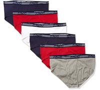 Nautica Men's Classic Cotton Fly Front Briefs, Peacoat Red/Heather Grey/White-6 Pack, L (Pack of 6)