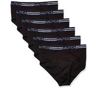 Nautica Men's Classic Cotton Fly Front Briefs T-Shirt, Black-6 Pack, Large (Pack of 6)