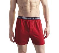 Nautica Men's Classic Cotton Loose Knit Boxer Shorts, Red, Large