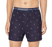 Nautica Men's Classic Cotton Loose Knit Boxer Shorts, Sails/Peacoat Blue-43024, M