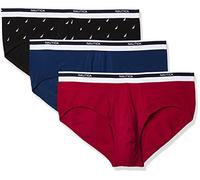 Nautica Men's Classic Cotton Stretch 3-Pack Briefs Red/Estate Blue/Sail Black, M (Pack of 3)