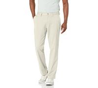 Nautica Men's Classic Fit Flat Front Stretch Solid Chino Deck Pant Business Casual Stone, 34W x 32L