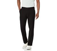 Nautica Men's Classic Fit Flat Front Stretch Solid Chino Deck Pant Business Casual, True Black, 38W x 30L