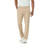 Nautica Men's Classic Fit Flat Front Stretch Solid Chino Deck Pant Business Casual, True Khaki, 42W x 32L