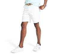 Nautica Men's Classic Fit Flat Front Stretch Solid Chino Deck Short Casual, Bright White, 36