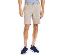 Nautica Men's Classic Fit Flat Front Stretch Solid Chino Deck Short Casual, True Khaki, 33