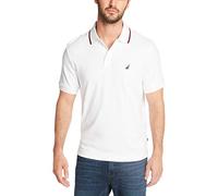 Nautica Men's Classic Fit Short Sleeve Dual Tipped Collar Polo Shirt, Bright White, XXL