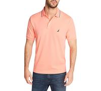 Nautica Men's Classic Fit Short Sleeve Dual Tipped Collar Polo Shirt, Pale Coral, Medium