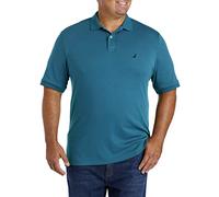 Nautica Men's Classic Fit Short Sleeve Solid Soft Cotton Polo Shirt, Cargo Blue, Large Tall