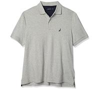 Nautica Men's Classic Fit Short Sleeve Solid Soft Cotton Polo Shirt, Grey Heather, Large Tall