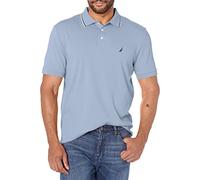 Nautica Men's Classic Fit Short Sleeve Dual Tipped Collar Polo Shirt, Lake City Blue, S