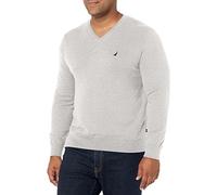 Nautica Men's Classic Fit Soft Lightweight Jersey V-Neck Sweater Pullover, Grey Heather, Large