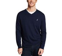 Nautica Men's Classic Fit Soft Lightweight Jersey V-Neck Sweater Pullover, Navy, Large