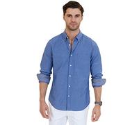 Nautica Men's Classic Fit Stretch Solid Long Sleeve Button Down Shirt, Rivieria Blue, S