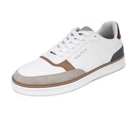 Nautica Men's Classic Lace-Up Low Top Fashion Sneaker Loafer - Stylish and Comfortable Casual Shoe, White Grey Tan-hoyt, 13