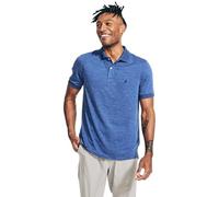 Nautica Men's Classic Short Sleeve Solid Performance Deck Polo Shirt, Navtech Performance Stlr Blue Heather., Medium