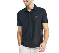 Nautica Men's Classic Short Sleeve Solid Performance Deck Polo Shirt, True Black, Medium