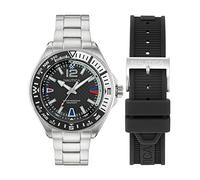 Nautica Men's Clearwater Beach Watch, Black Silicone/Black/Silver, Modern