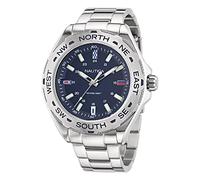 Nautica Men's NAPCWS305 Clearwater Beach Recycled (85%) Stainless Steel Bracelet & Silicone Strap Watch, Silver Tone/Blue/SST & Blue, Silver Tone/Blue/SST & Blue, bracelet