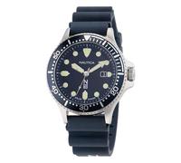 Nautica N83 Men's NAPCBS304 Cocoa Beach Blue Wheat PU Fiber Strap Watch, Silver Tone/Blue/Blue, Silver Tone/Blue/Blue, strap