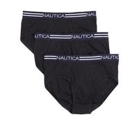 Nautica Men's Comfort Cotton Underwear Fly Front Brief-Multi Pack, 3 Pack Black, XL