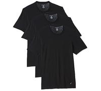 Nautica Men's Cotton Crew Neck 3-Pack T-Shirt Polo, Black New, Medium