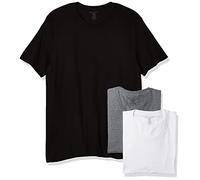 Nautica Men's Cotton Crew Neck 3-Pack T-Shirt Undershirt, New White/Black/Heather Grey, Large (Pack of 3)