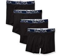 Nautica Men's Cotton Stretch 4 Pack Boxer Briefs, Black, L