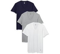 Nautica Men's Cotton V-Neck 3-Pack T-Shirt Undershirt, White/Peacoat/Heather Grey, XL (Pack of 3)
